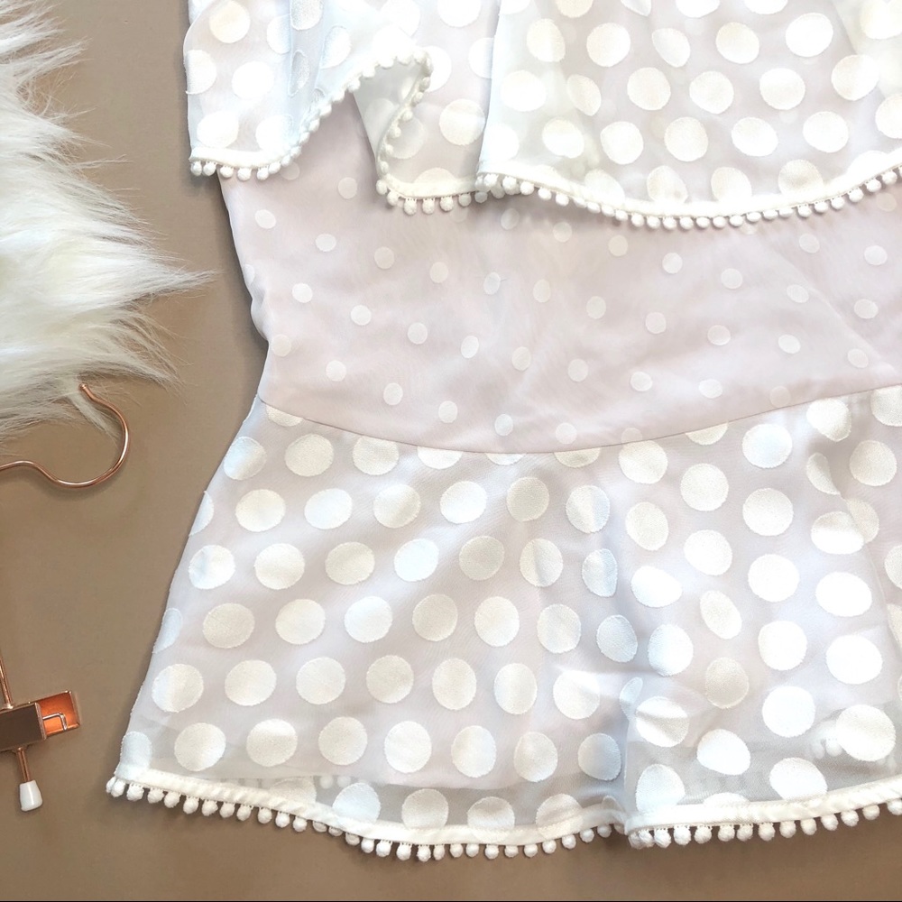 Keepsake See You Now Ivory Polka Dot Asymmetrical Ruffle Dress XS - Picture 10 of 16